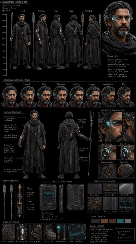 Cinematic Cyberpunk Character Sheet 06 - Male