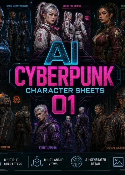 AI Cyberpunk Character Sheets 01 - Collection Cover