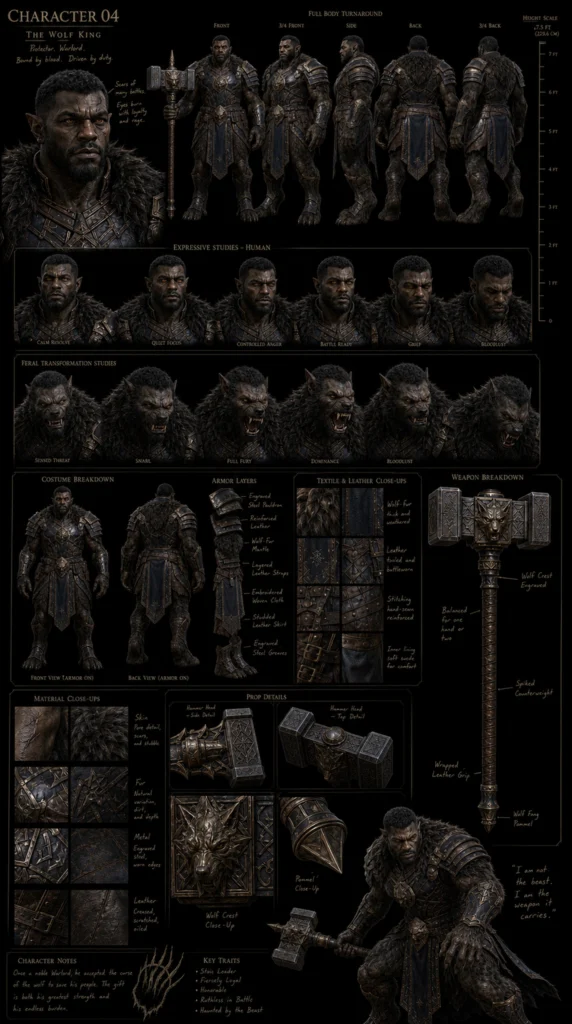 Cinematic Werewolf Character Sheet 04 - Male