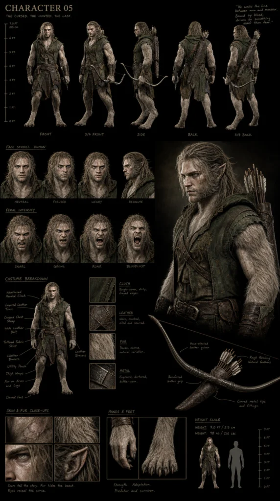 Cinematic Werewolf Character Sheet 05 - Male