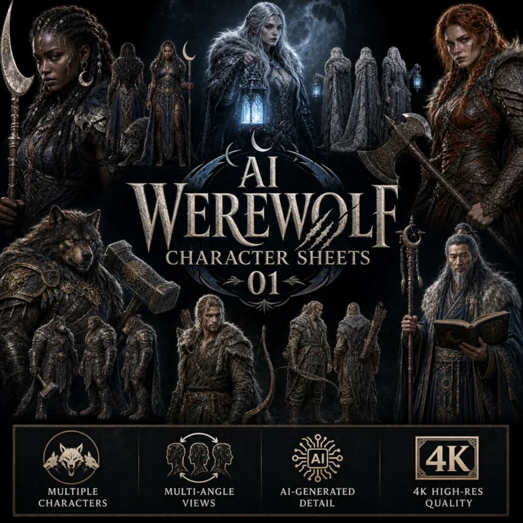 AI Werewolf Character Sheets 01 - Collection Cover